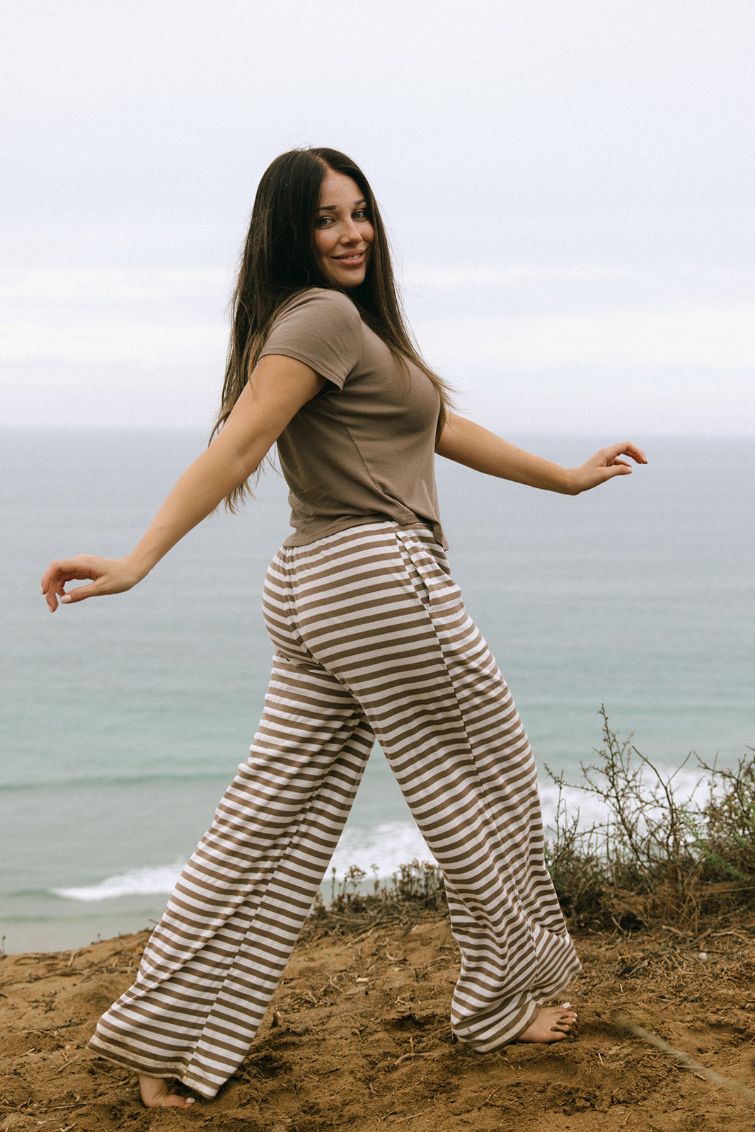 Stripe Pants - Truffle