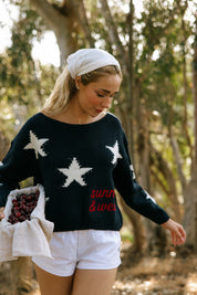 Slouchy Sweater - Navy Stars