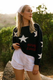 Slouchy Sweater - Navy Stars